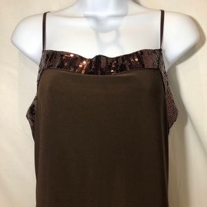 J.t.b Brown Sequin Tank Top